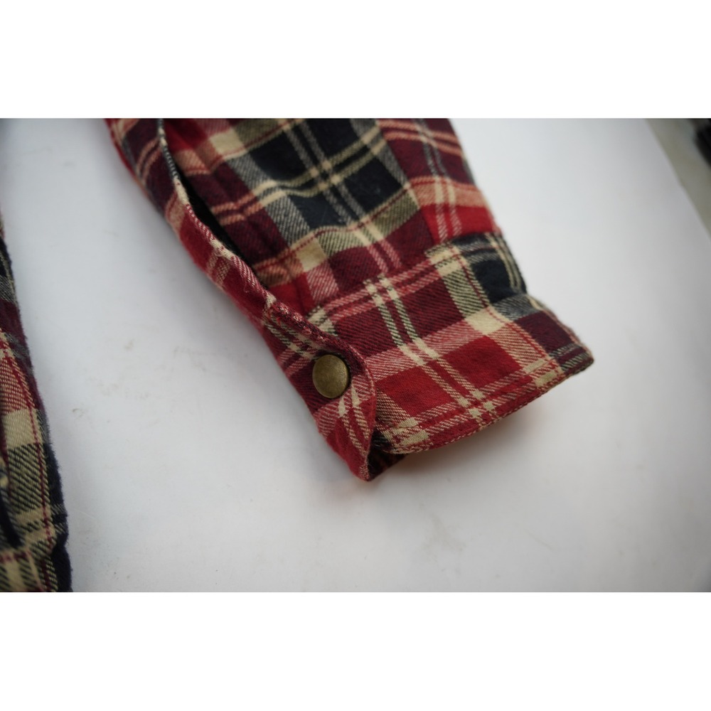 CACTUS Flannel Quilted Lined‎ Hooded Shirt Jacket Red Black Plaid Mens L - Picture 8 of 10